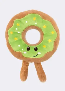 Festive Green Donut Plush Dog Toy