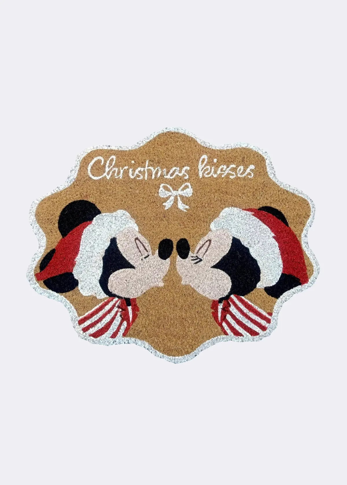 A photo of Mickey & Minnie Mouse Christmas Kisses Coir Doormat 40x60cm