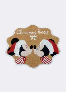 Mickey & Minnie Mouse Christmas Kisses Coir Doormat 40x60cm