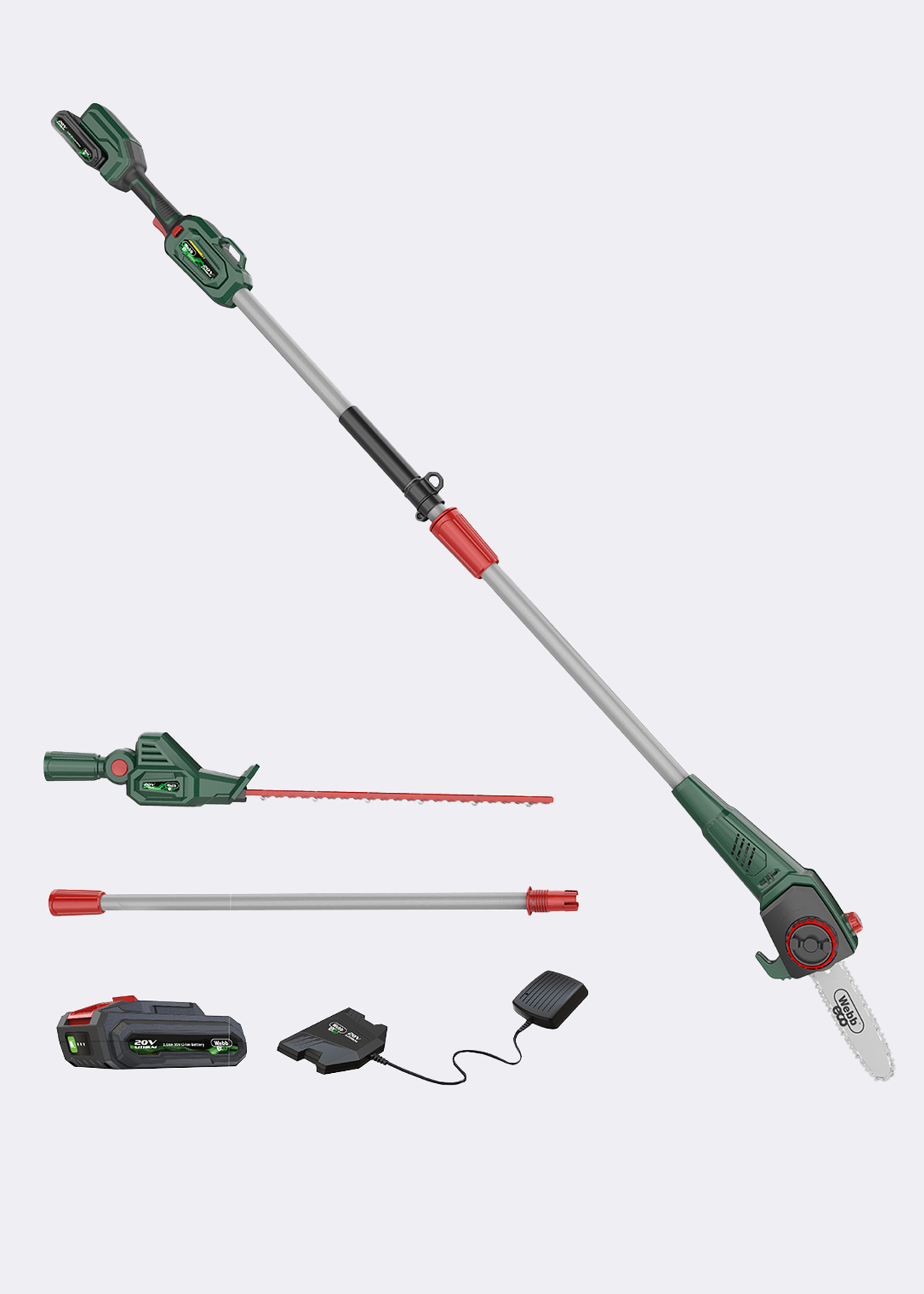 Webb 20V 50cm Cordless Hedge Trimmer & Pruner with Battery