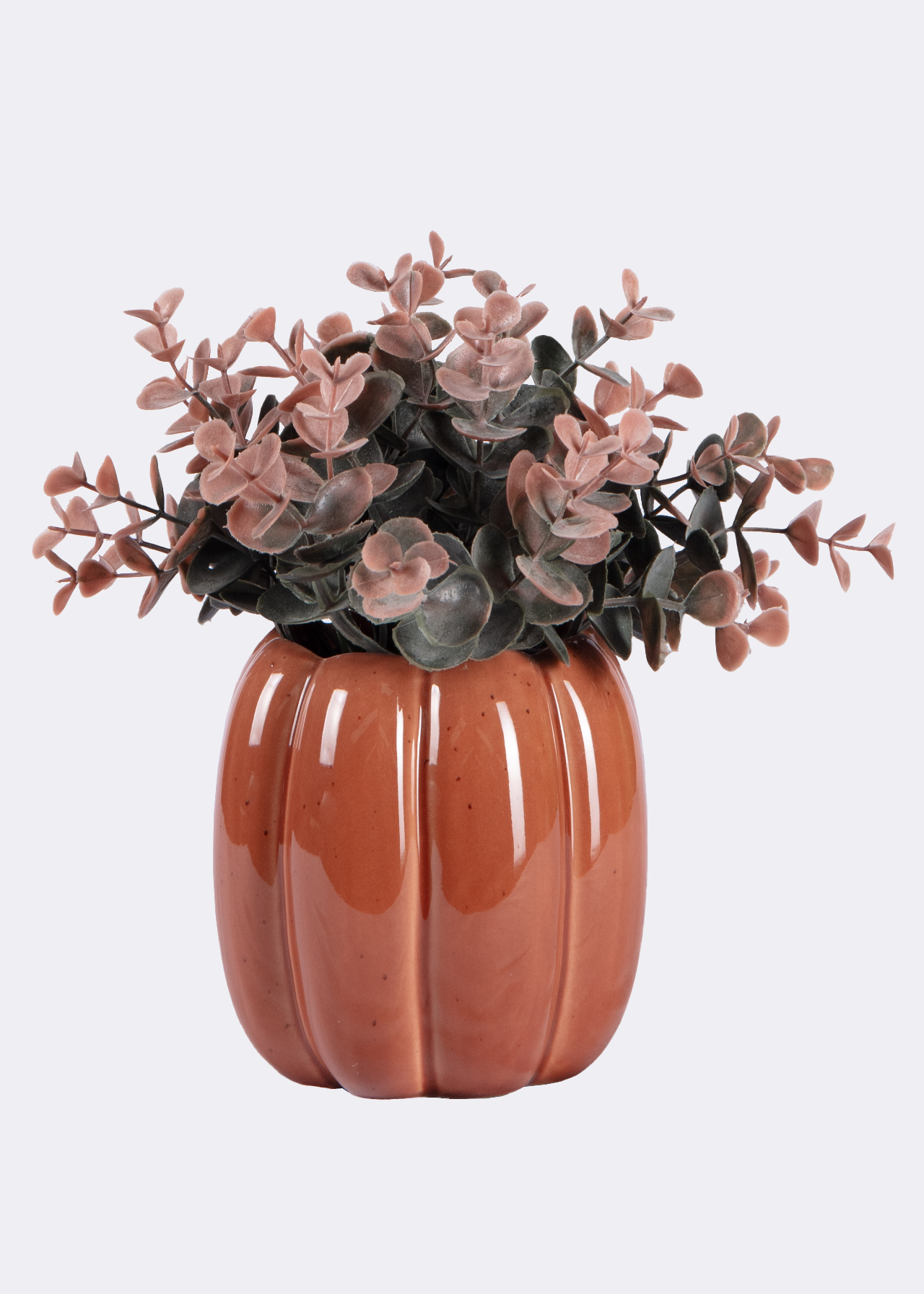 Faux Grass In Ceramic Pumpkin Pot