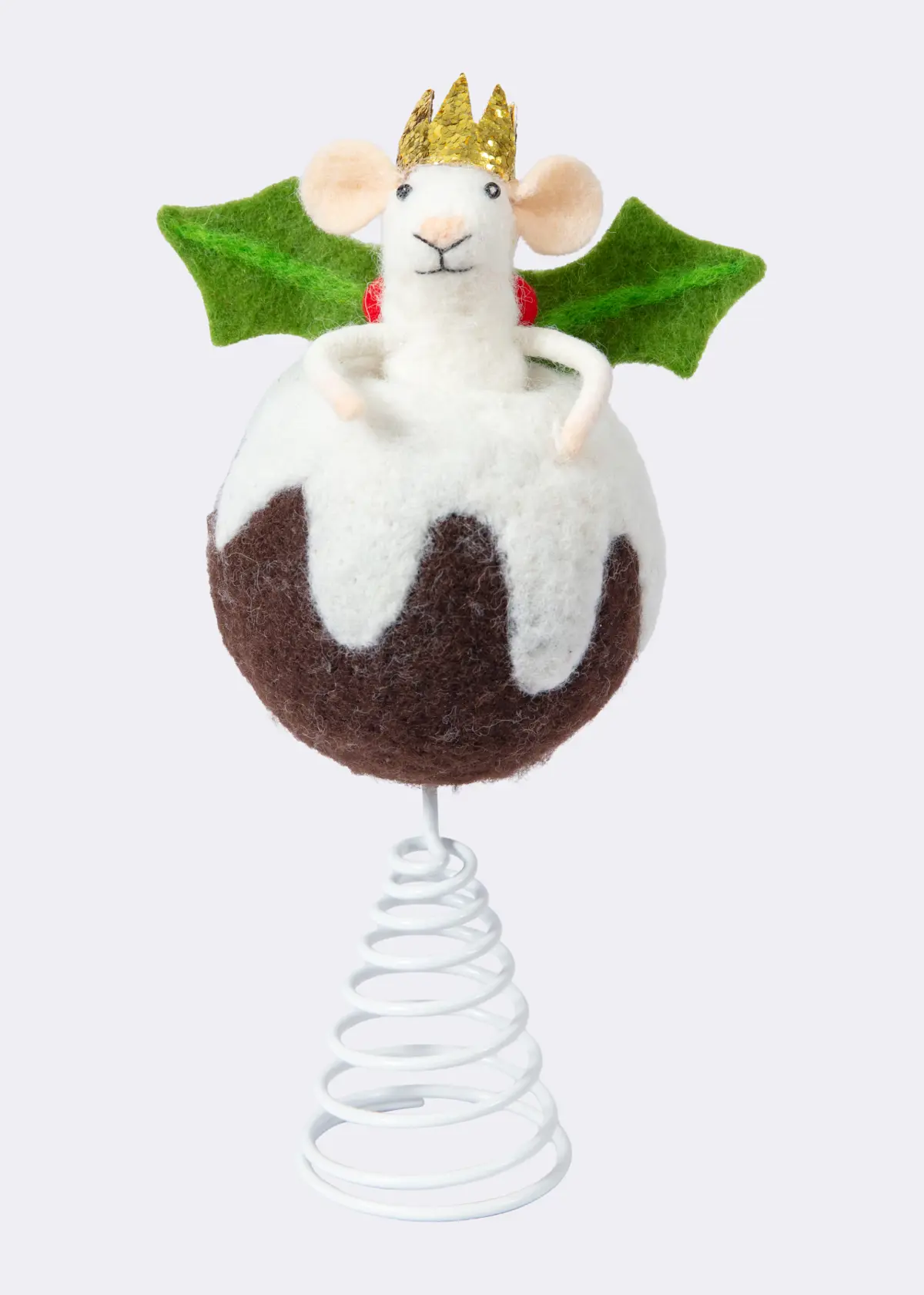 A photo of Mixed Wool Pudding Mouse Tree Topper 18cm