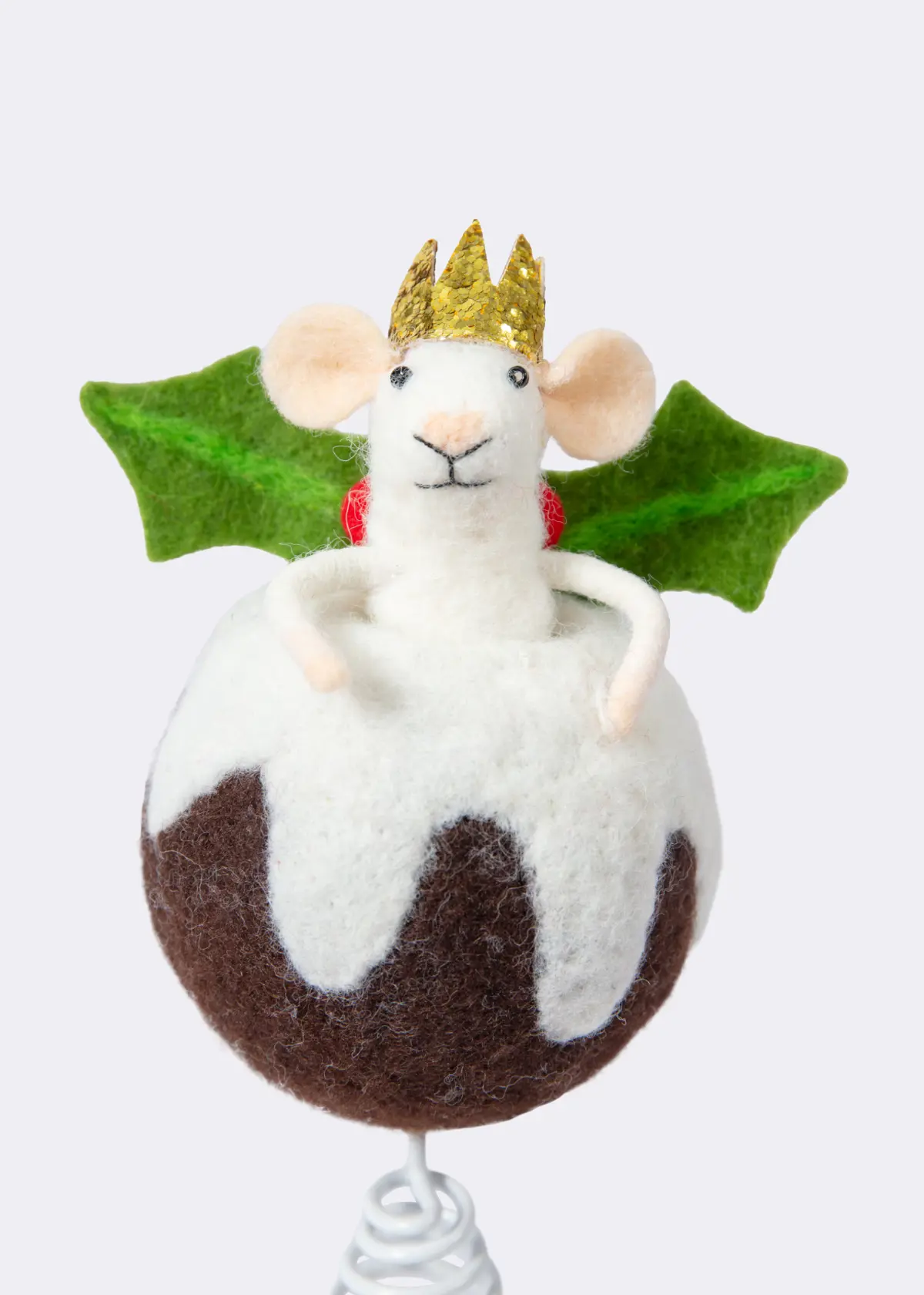 A photo of Mixed Wool Pudding Mouse Tree Topper 18cm