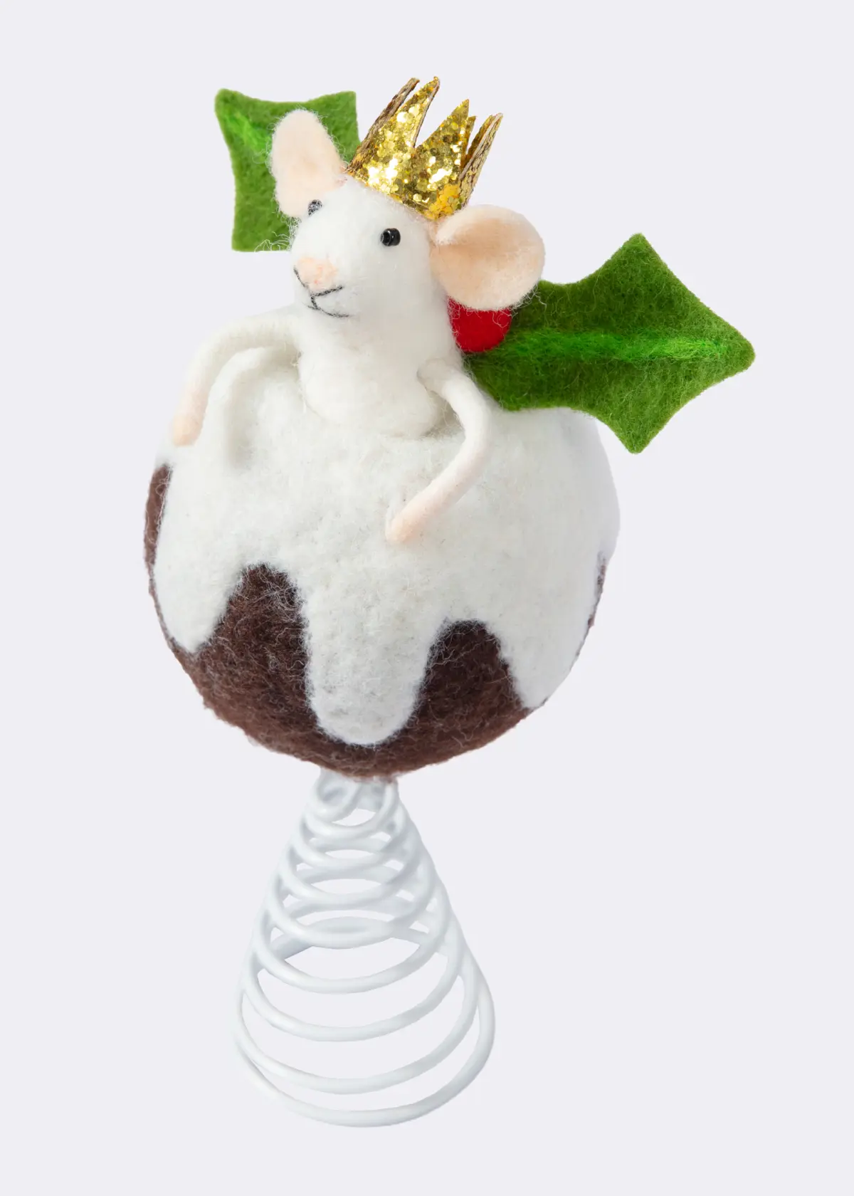 A photo of Mixed Wool Pudding Mouse Tree Topper 18cm