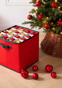 64 Sectioned Christmas Bauble Storage Bag Red