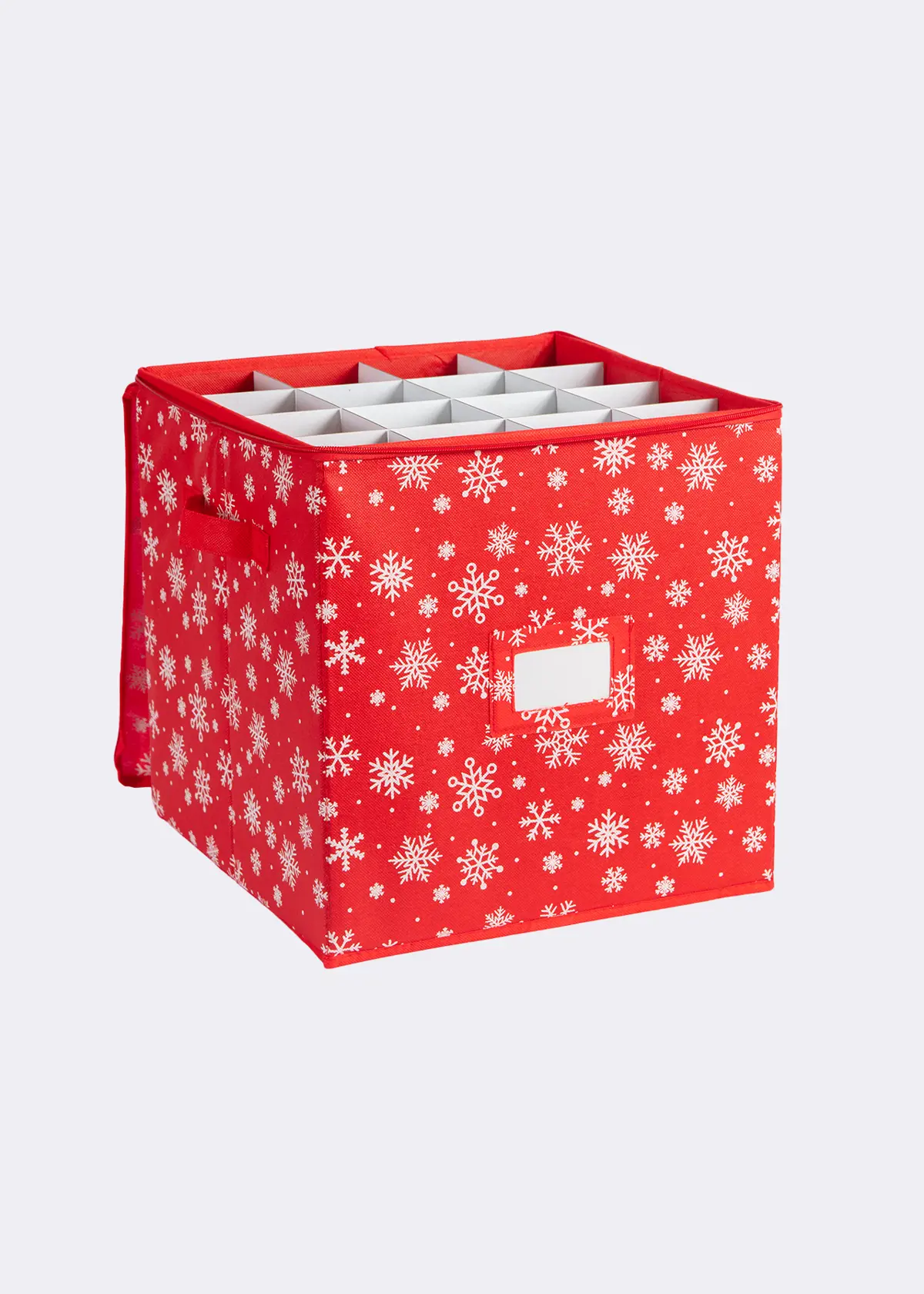 A photo of 64 Sectioned Christmas Bauble Storage Bag Snowflake Print