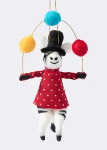 Needle Felt Circus Zebra Hanging Decoration 11.5cm