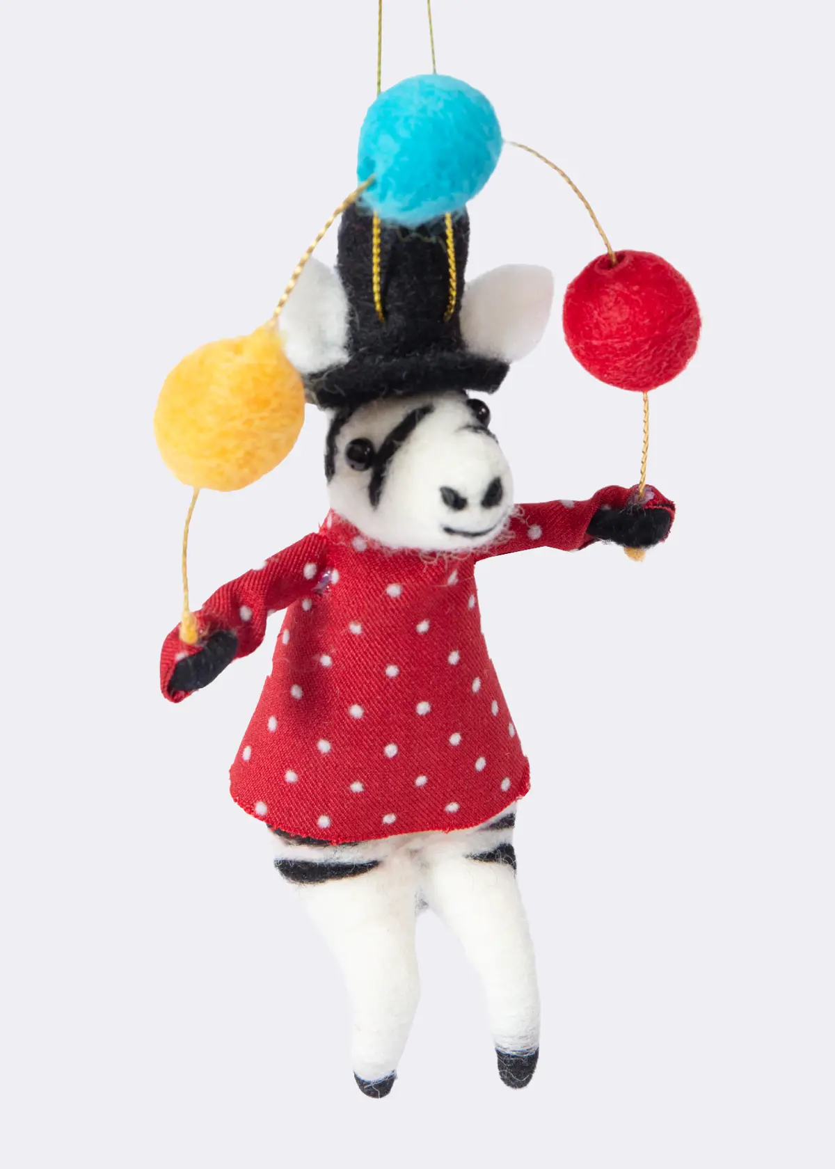A photo of Needle Felt Circus Zebra Hanging Decoration 11.5cm
