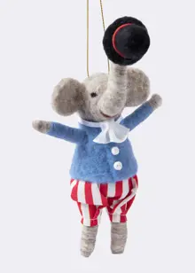 Needle Felt Circus Elephant Hanging Decoration 17cm