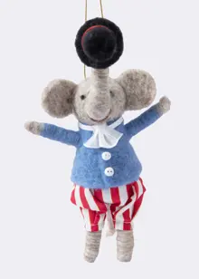 Needle Felt Circus Elephant Hanging Decoration 17cm