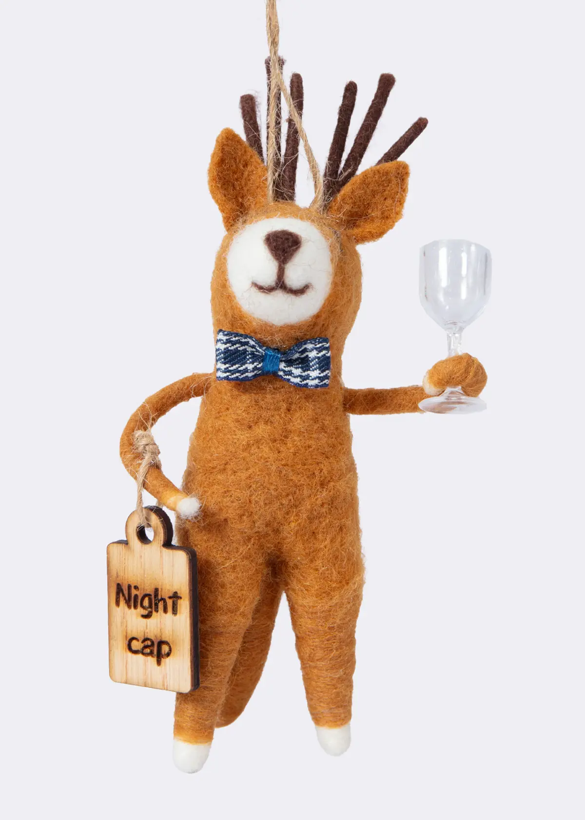 A photo of Needle Felt Reindeer Hanging Decoration 16cm