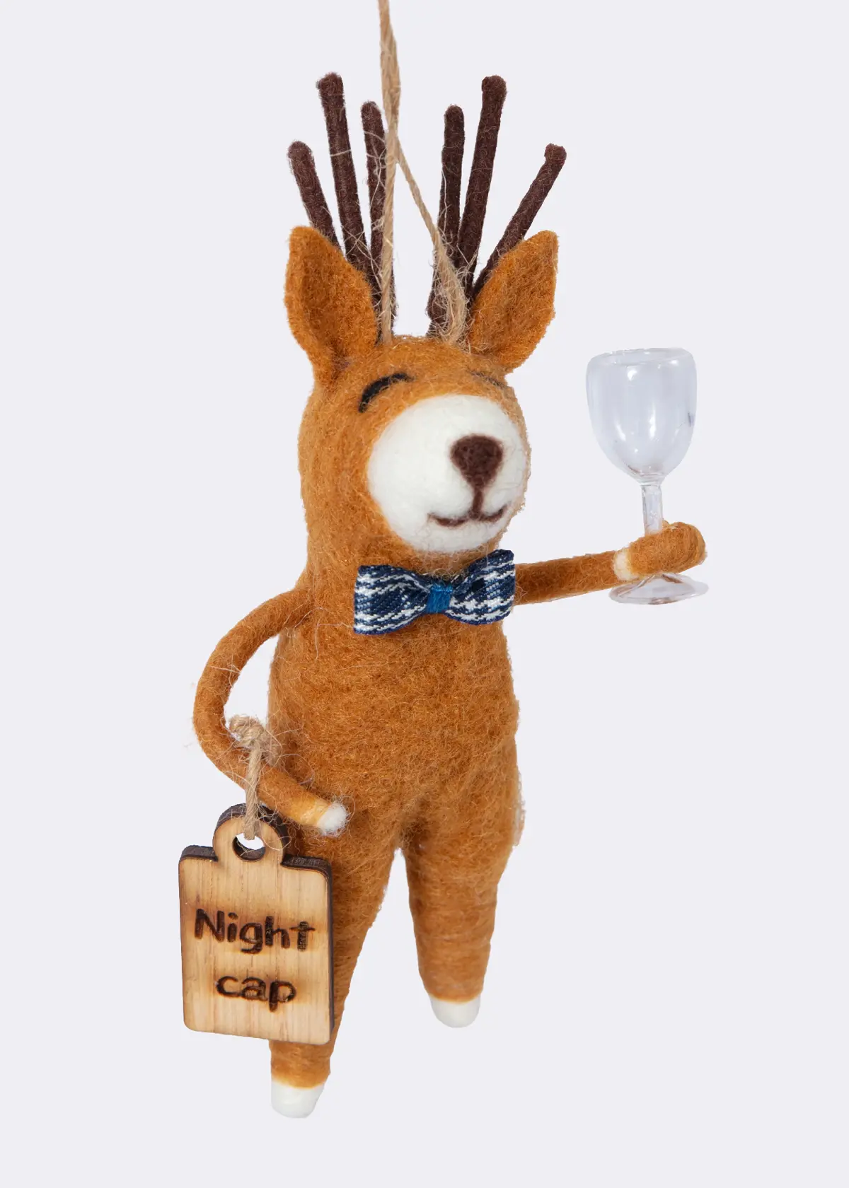 A photo of Needle Felt Reindeer Hanging Decoration 16cm