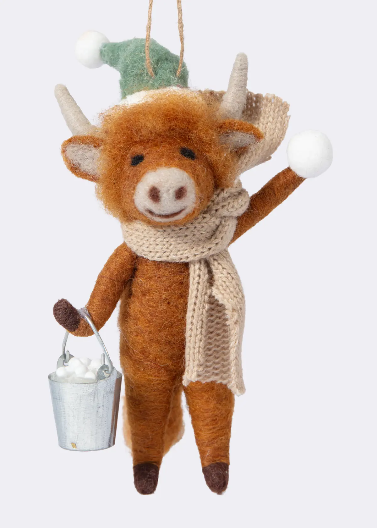 A photo of Needle Felt Cow Hanging Decoration 14cm