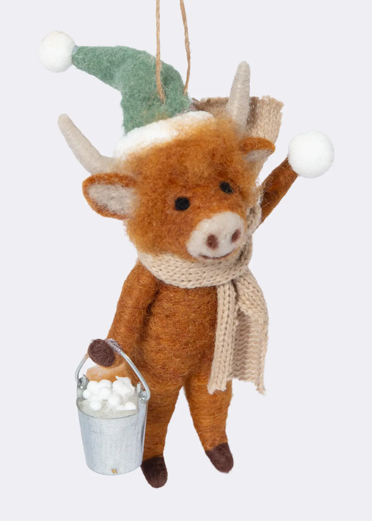 A photo of Needle Felt Cow Hanging Decoration 14cm