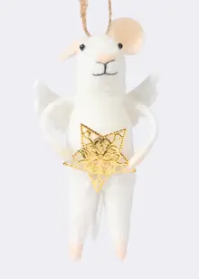 Needle Felt Angel Mouse With Star Hanging Decoration 13cm