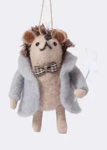 Needle Felt Hedgehog Hanging Decoration 13cm