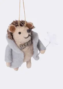 Needle Felt Hedgehog Hanging Decoration 13cm