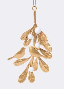 Metal Mistletoe Hanging Decoration 12cm Gold