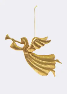 Metal Angel Hanging Decoration 15.5cm Gold
