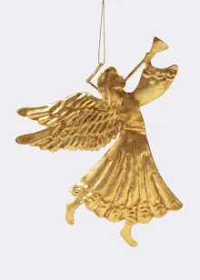 Metal Angel Hanging Decoration 16.5cm Gold