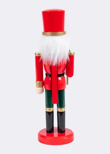 Red & Green Wooden Nutcracker Holding Christmas Tree 25cm