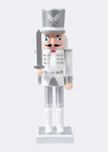 Silver Wooden Nutcracker 25cm