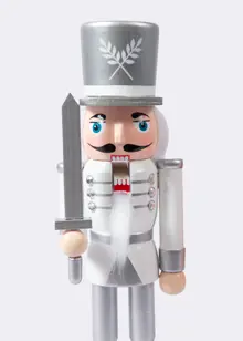 Silver Wooden Nutcracker 25cm