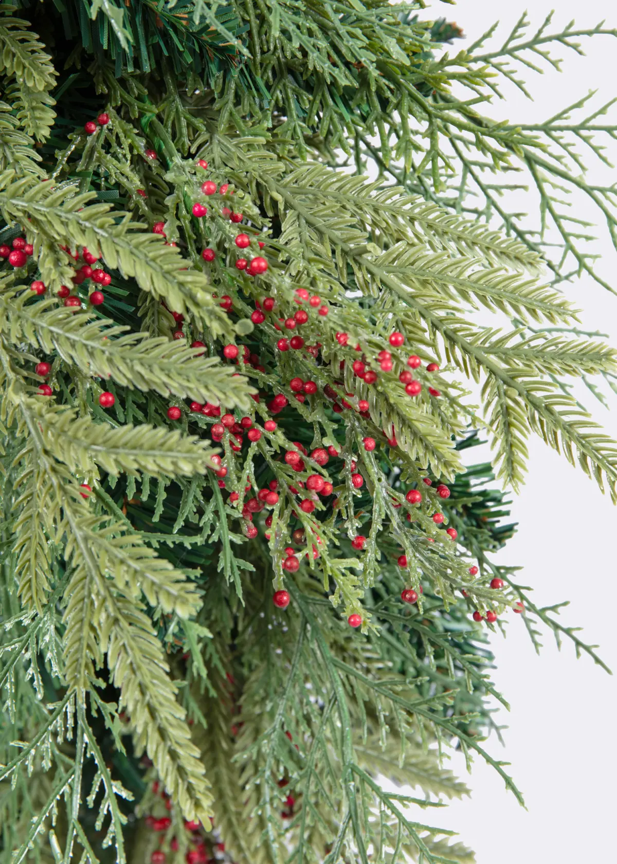 A photo of Artificial Wreath With Red Velvet Bow 60cm Green