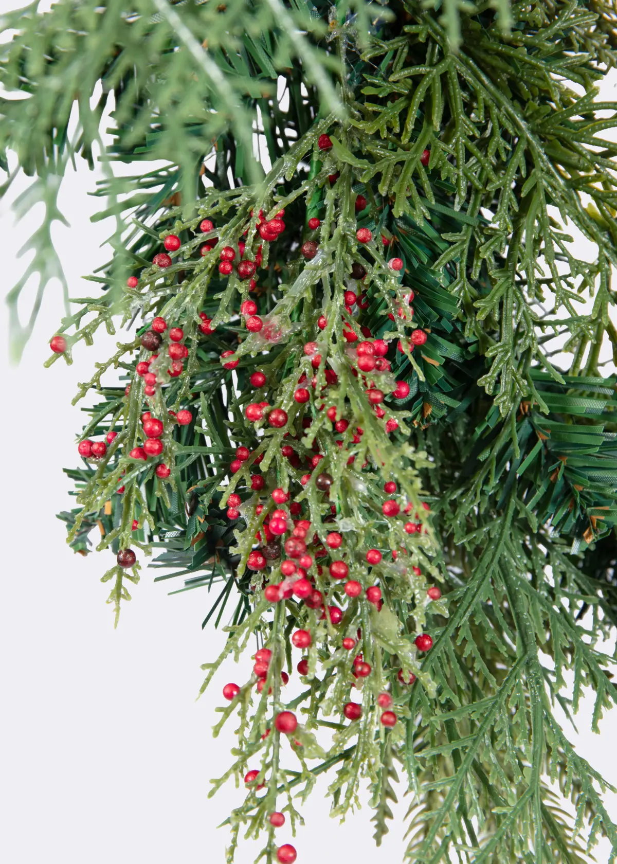 A photo of Artificial Garland With Red Velvet Bow 1.8m Green