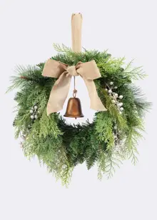 Champagne Berry Artificial Wreath With Bell & Bow 50cm