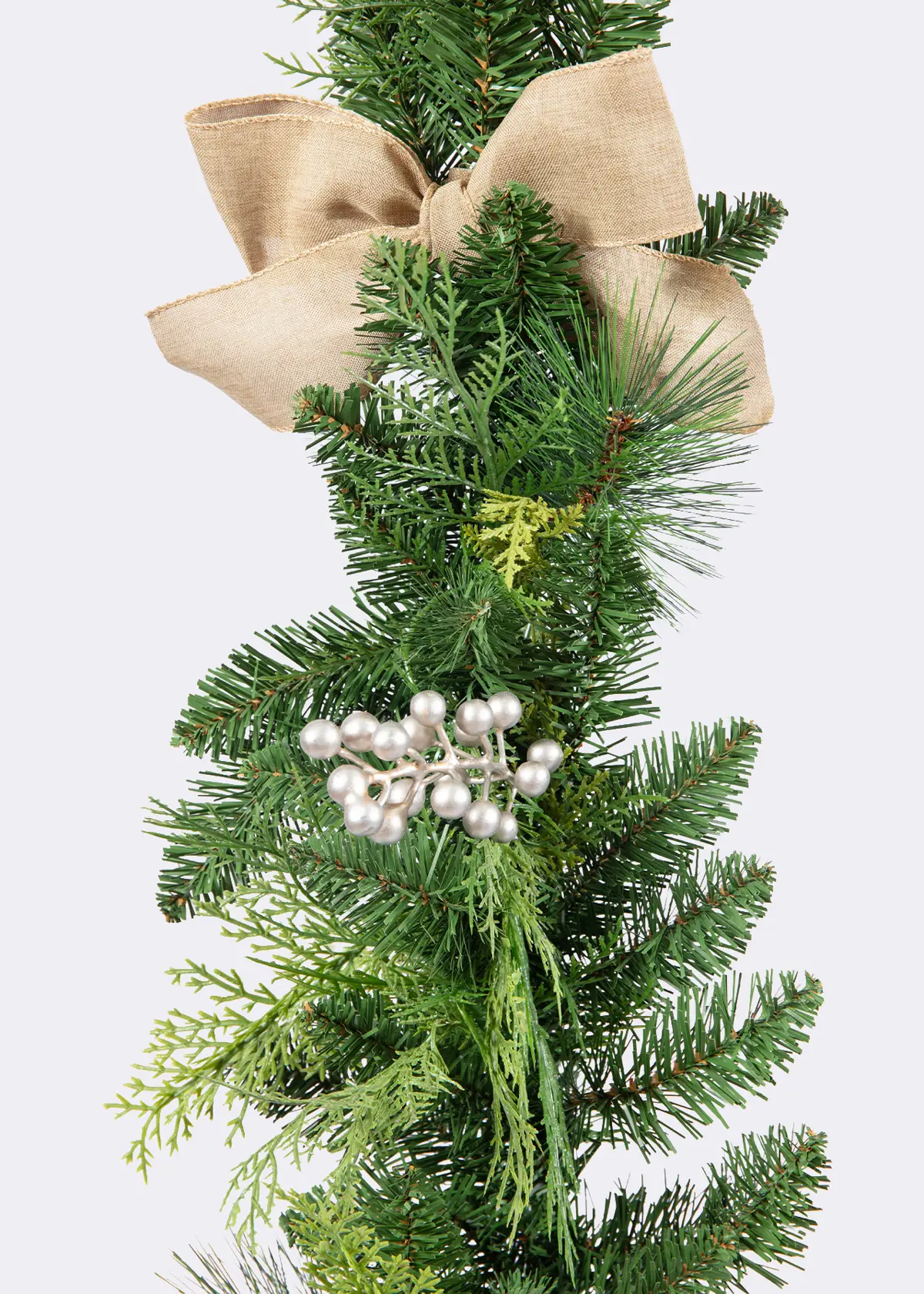 A photo of Champagne Berry Artificial Garland With Bell & Bow 1.8m