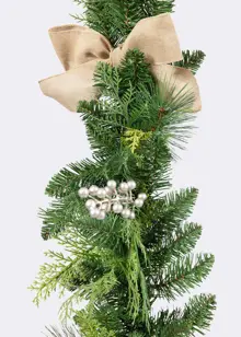 Champagne Berry Artificial Garland With Bell & Bow 1.8m