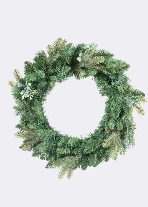 A photo of Mixed Greenery Artificial Wreath 60cm
