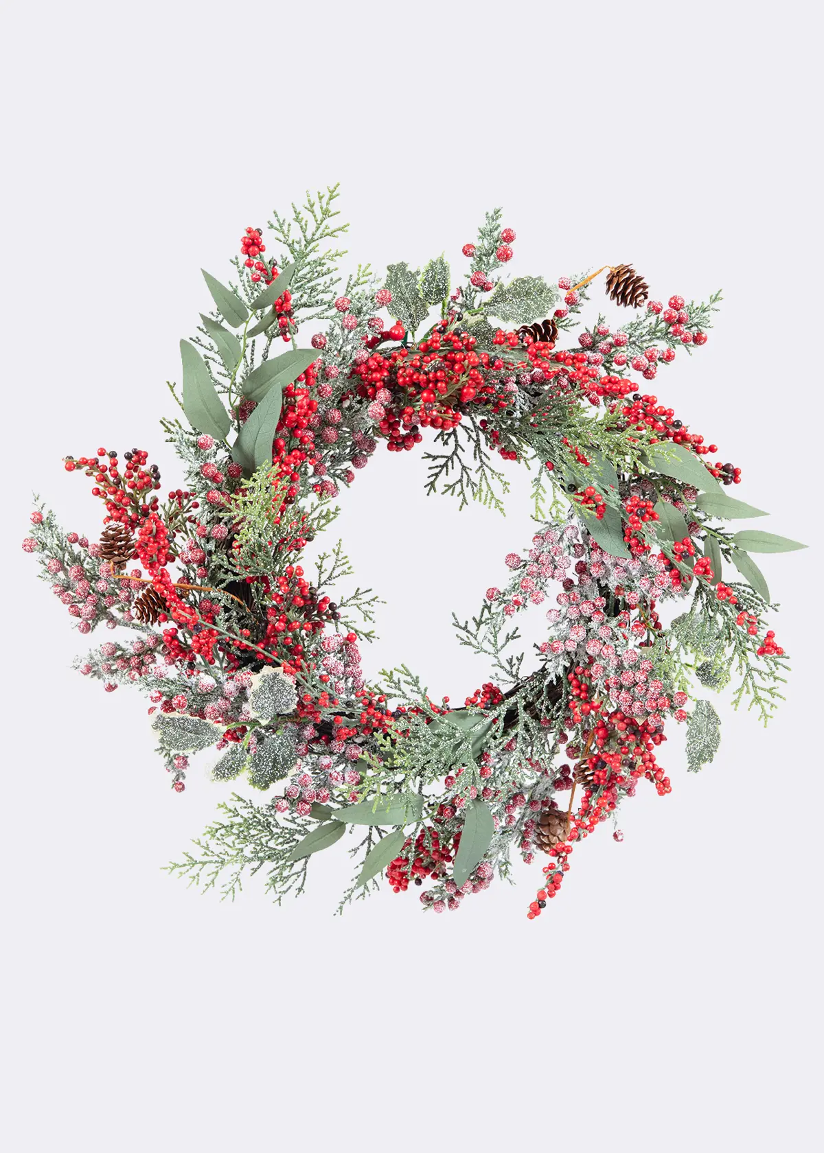 A photo of Frosted Red Berry Artificial Wreath 50cm