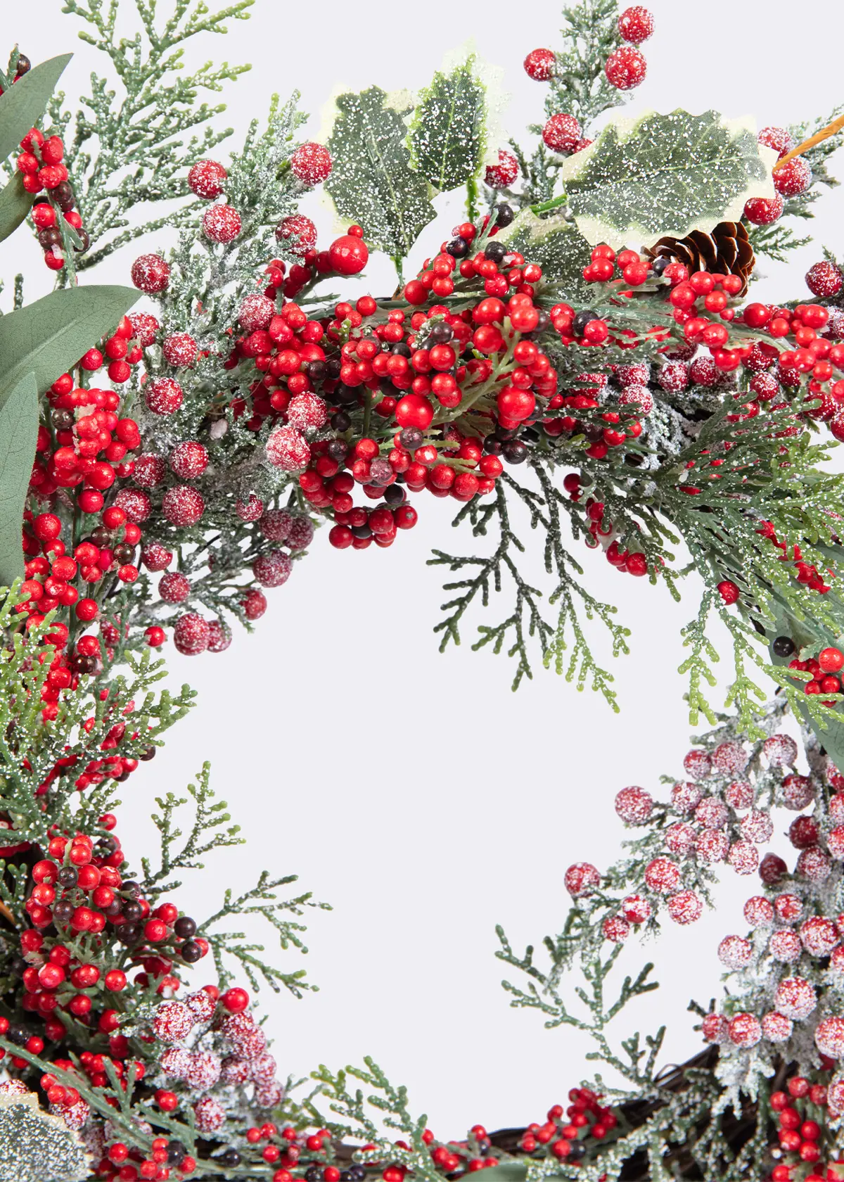 A photo of Frosted Red Berry Artificial Wreath 50cm
