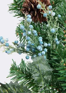 Artificial Garland With Blue Berries & Velvet Bow 1.8m
