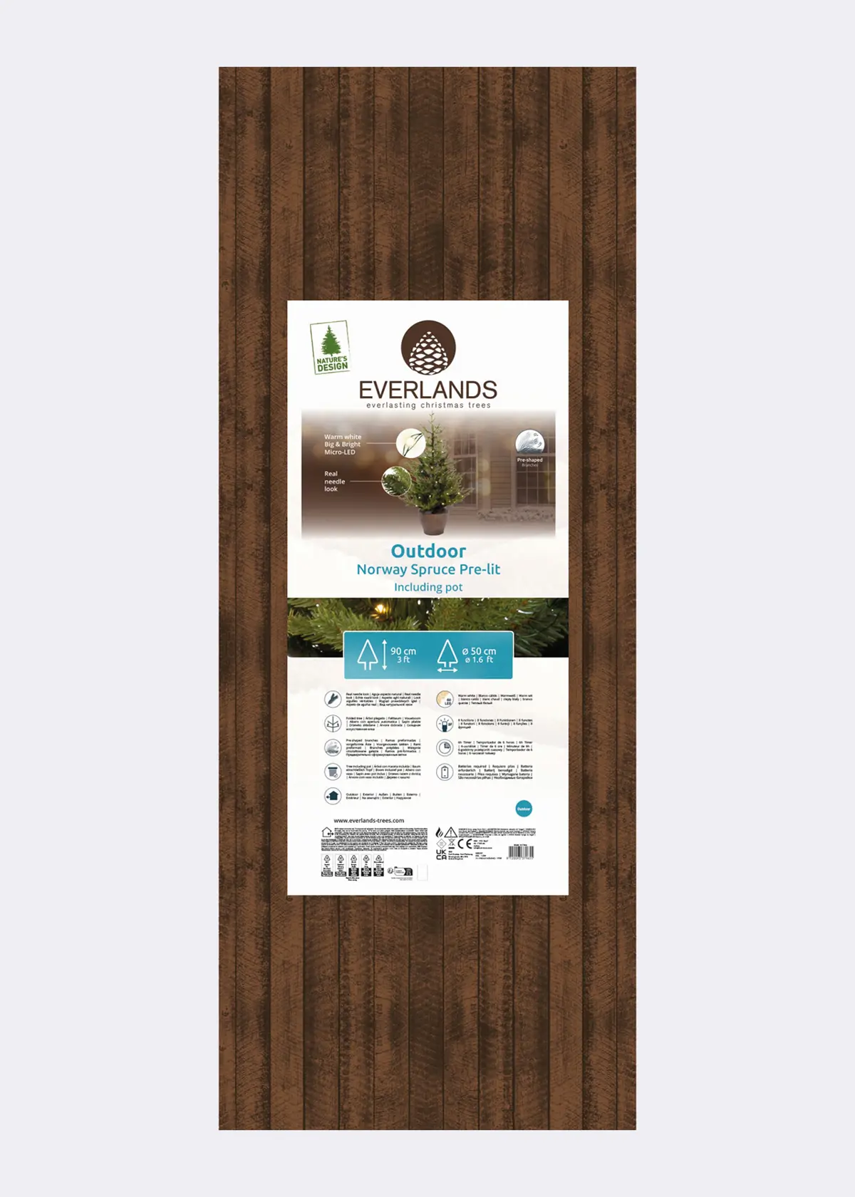 A photo of 90cm Norway Pre-Lit Outdoor Potted Tree