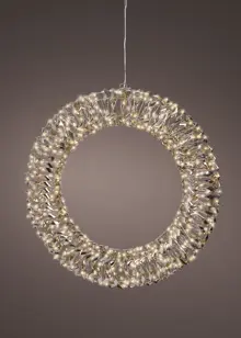 Gold Foil Micro Warm White LED Wreath Light 50cm