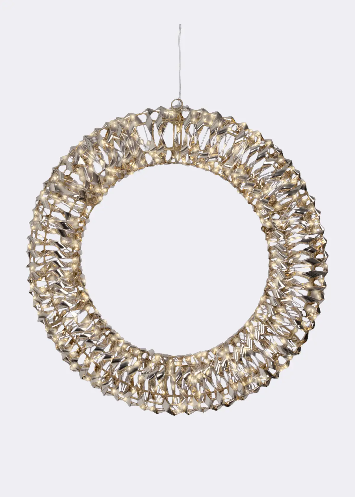 A photo of Gold Foil Micro Warm White LED Wreath Light 50cm