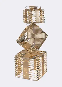 Gold Foil Micro Warm White LED Stacked Gift Box Light 73cm