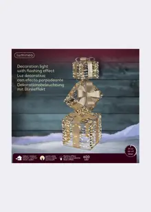 Gold Foil Micro Warm White LED Stacked Gift Box Light 73cm