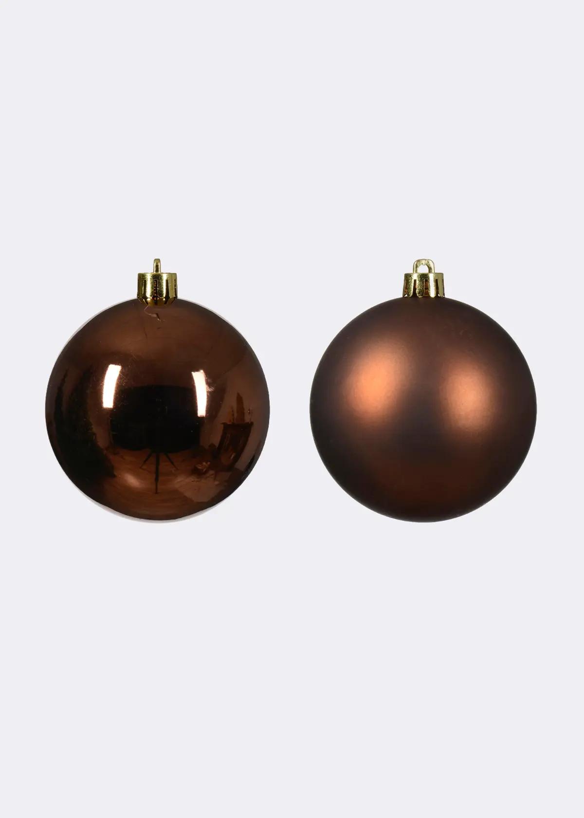 A photo of Pack of 6 Shatterproof Espresso Baubles 8cm