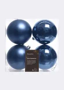 Pack of 4 Shatterproof Night Blue Baubles 10cm