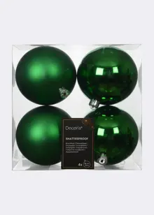 Pack of 4 Shatterproof Jolly Green Baubles 10cm