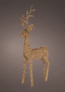 2.7m Gold LED Wicker Reindeer With Flashing Effect Brown