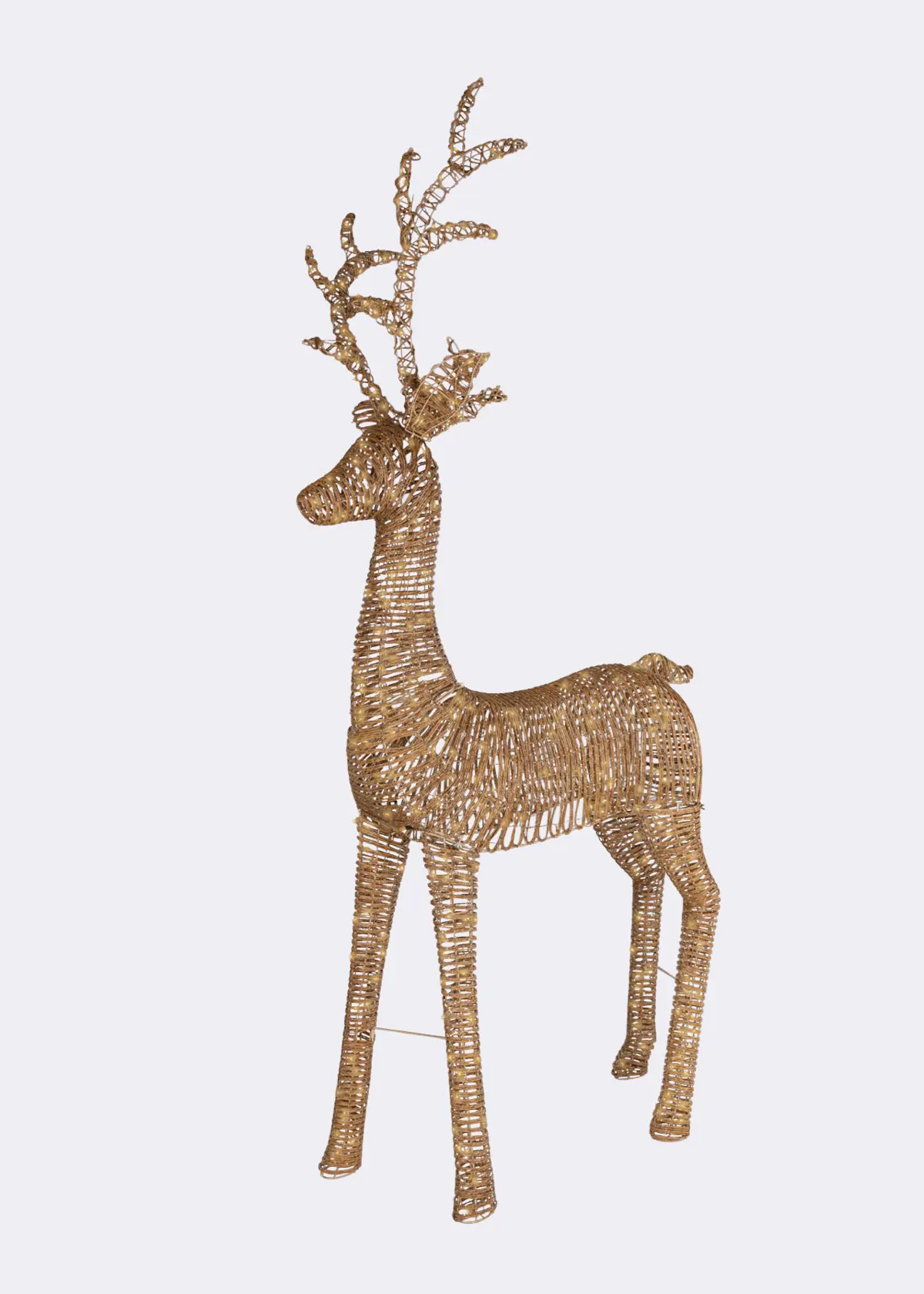A photo of 2.7m Gold LED Wicker Reindeer With Flashing Effect Brown