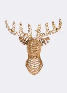 Gold LED Wicker Stag Head With Flashing Effect 66cm Brown
