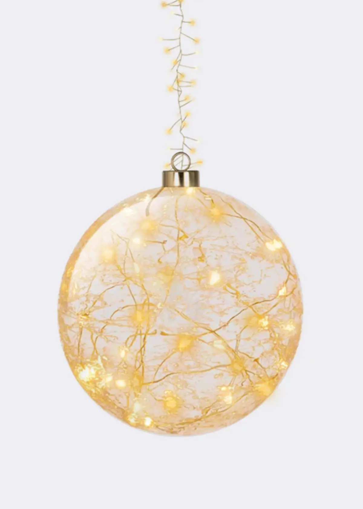 A photo of Micro LED Glass Hanging Ball With Ribbon 14cm