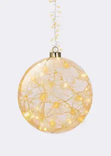 Micro LED Glass Hanging Ball With Ribbon 14cm