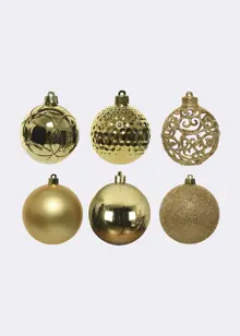 Pack of 37 Mixed-Finish Shatterproof Light Gold Baubles 6cm